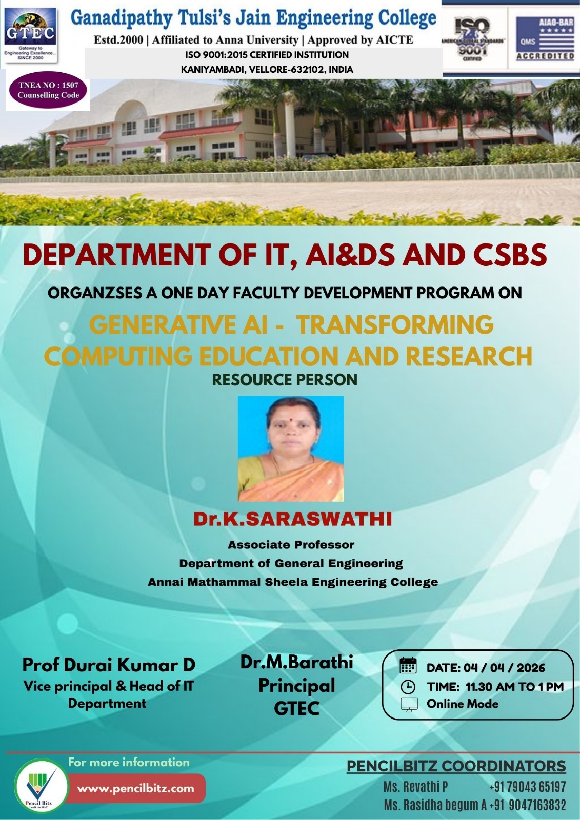  Ganadipathy Tulsi jain Enginerringa College  